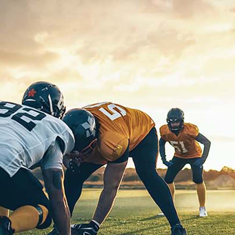 Football at sunset